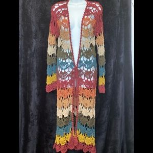NWOT Chaska Hand Made Peru Long Open Cardigan